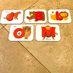 Montessori Letter and Number Picture Cards with Wooden Letters and Numbers